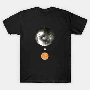 Abstract Planet Moons in Black, Silver and Copper T-Shirt